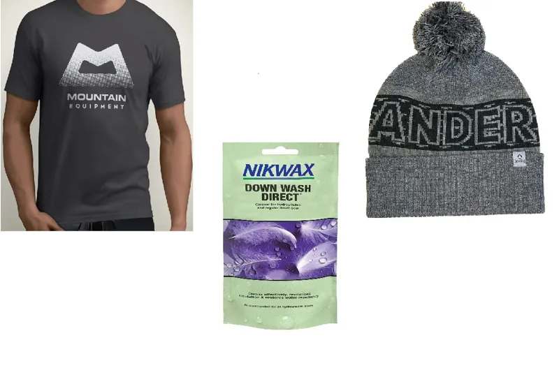 Large split Grey mountain Equipment T shirt grey hat and nixwax 100ml